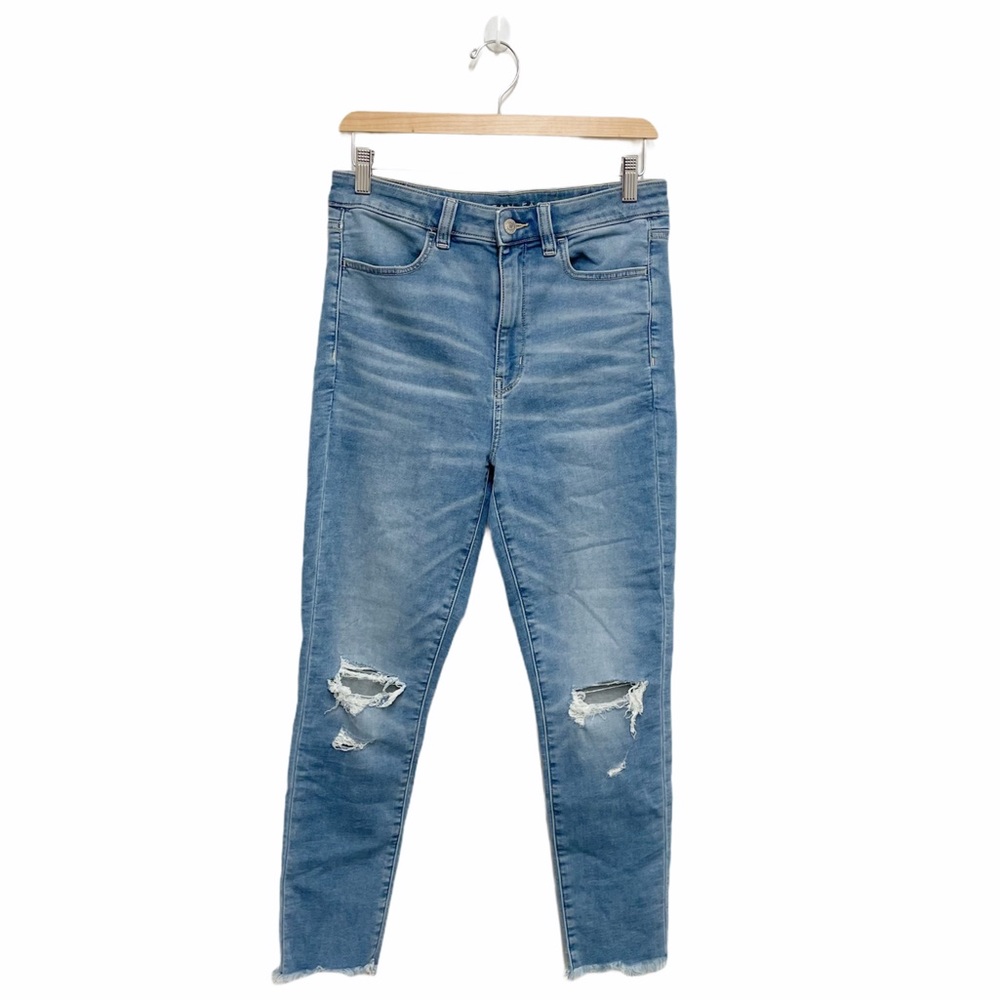 American Eagle Highest Rise Crop Distress Jeggings - Picture 1 of 8